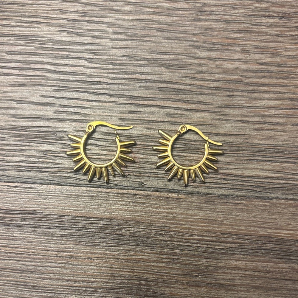 Gold Sunburst Hoop Earrings - Women Jewelry Earrings